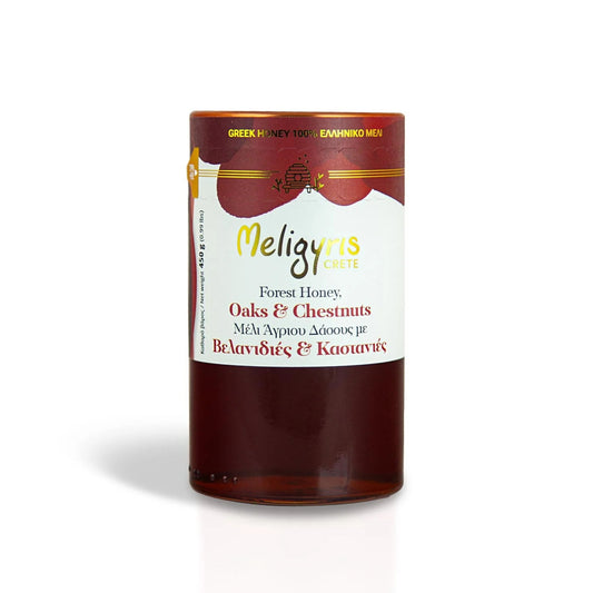 Griekse Eiken Kastanjehoning van de imkerij Meligyris
